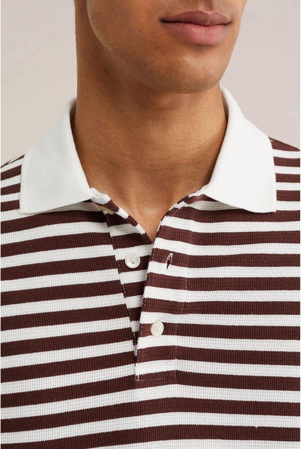 WE Fashion relaxed fit gestreepte polo donkerrood - Foto 2