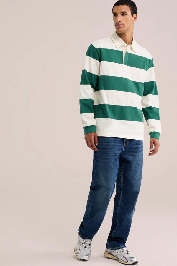 WE Fashion relaxed fit gestreepte polo groen - Foto 2