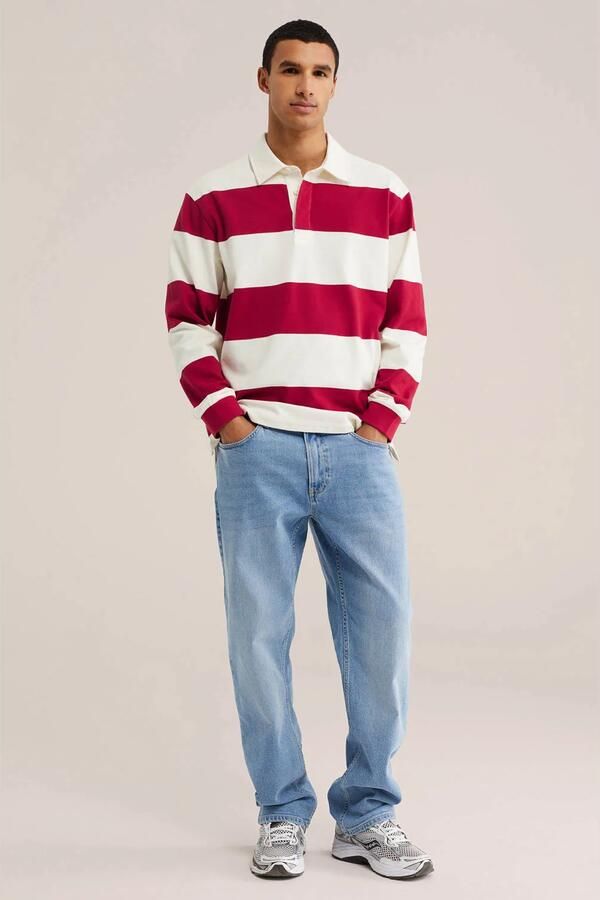 WE Fashion relaxed fit gestreepte polo rood - Foto 3