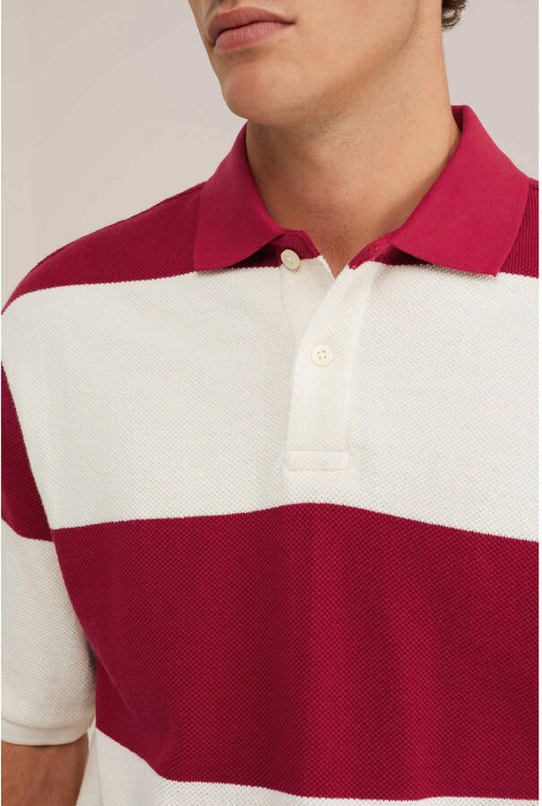 WE Fashion relaxed fit gestreepte polo rood - Foto 2