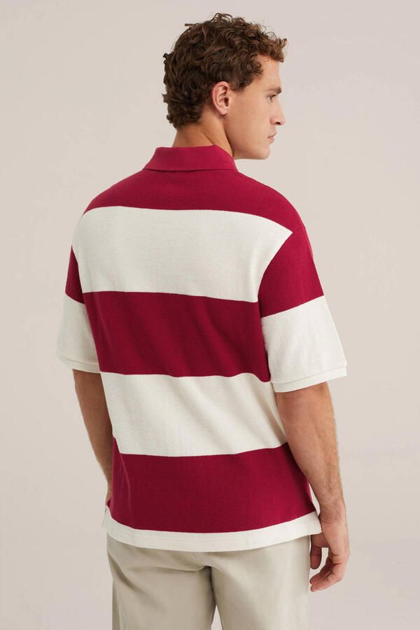 WE Fashion relaxed fit gestreepte polo rood - Foto 3