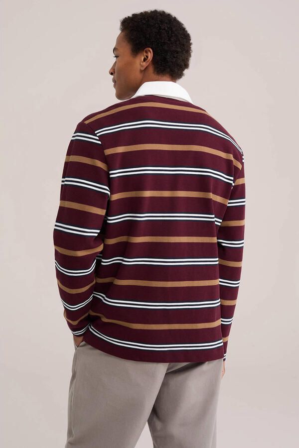 WE Fashion relaxed fit gestreepte polo umberwine - Foto 3