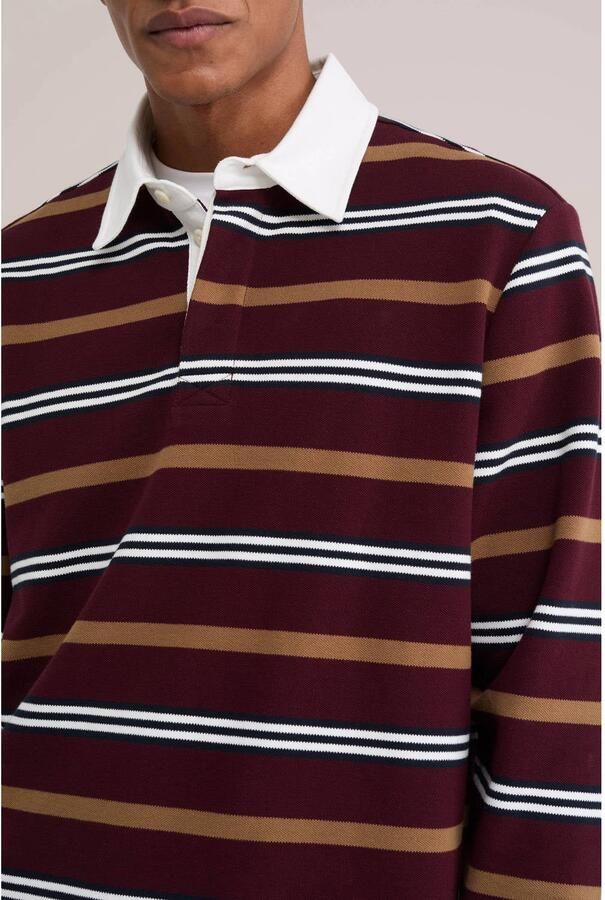 WE Fashion relaxed fit gestreepte polo umberwine - Foto 2