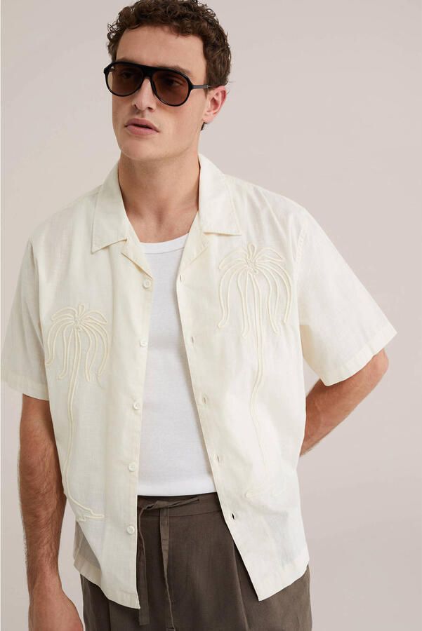 WE Fashion relaxed fit overhemd met borduursels ecru - Foto 2