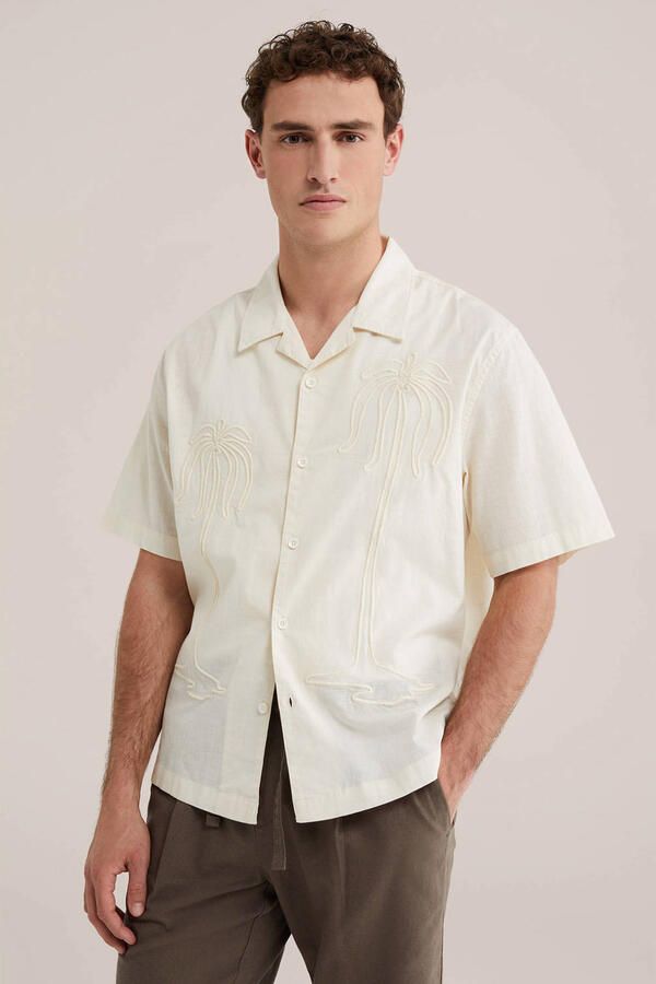 WE Fashion relaxed fit overhemd met borduursels ecru - Foto 3