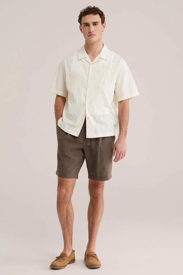 WE Fashion relaxed fit overhemd met borduursels ecru