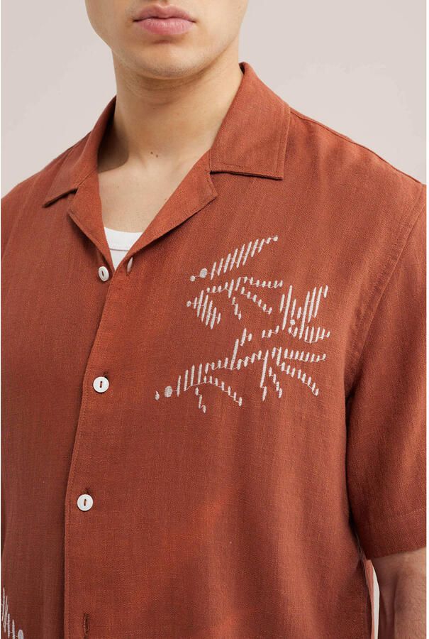 WE Fashion relaxed fit overhemd met borduursels toffee - Foto 2
