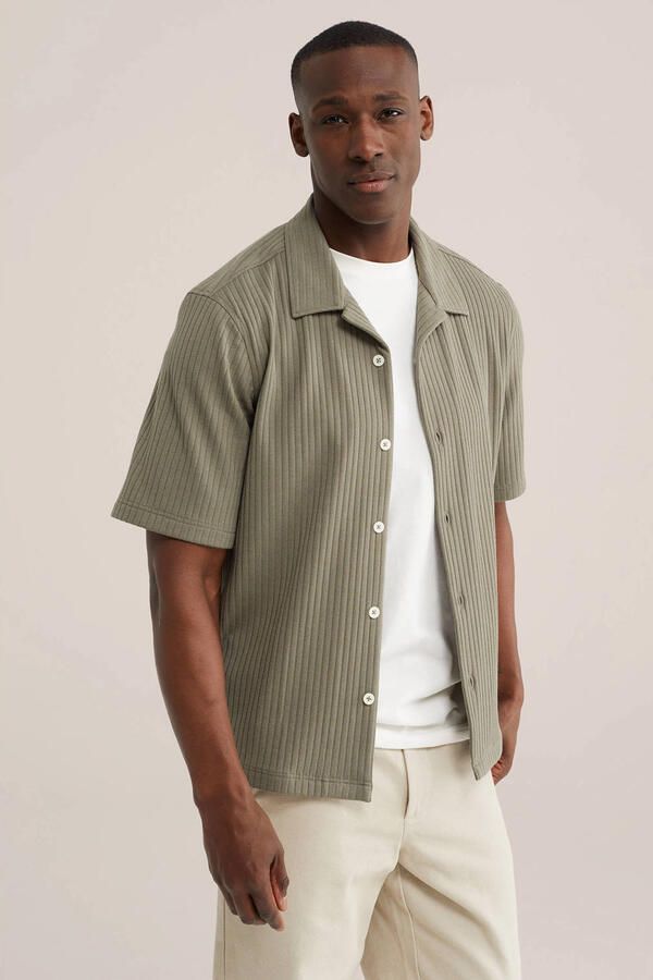 WE Fashion relaxed fit overhemd olijfgroen