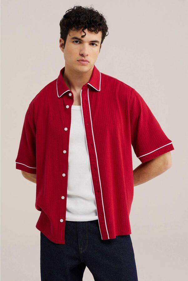 WE Fashion relaxed fit overhemd rood