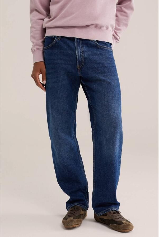 WE Fashion relaxed fit straight leg jeans donkerblauw denim