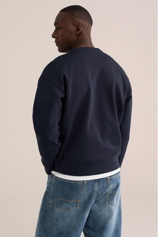 WE Fashion relaxed fit sweater met borduursels donkerblauw - Foto 3