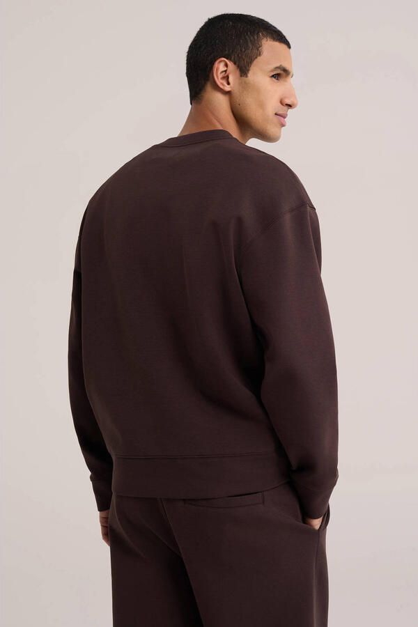 WE Fashion relaxed fit sweater met borduursels donkerbruin - Foto 2