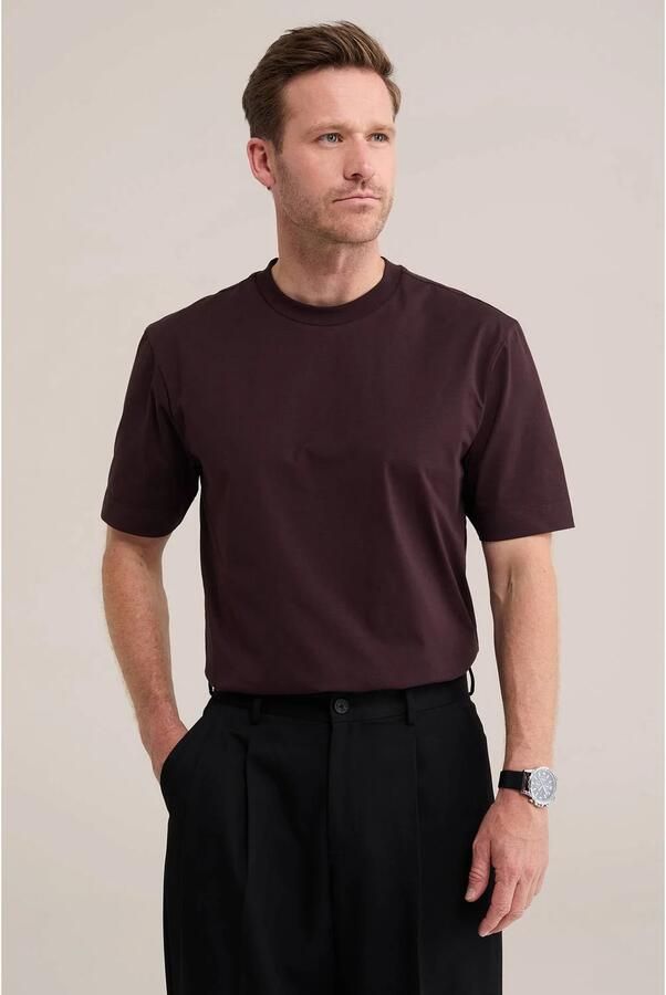 WE Fashion relaxed fit T-shirt donkerbruin