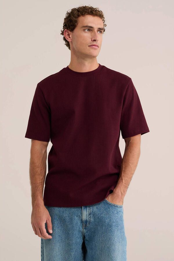 WE Fashion relaxed fit T-shirt donkerrood
