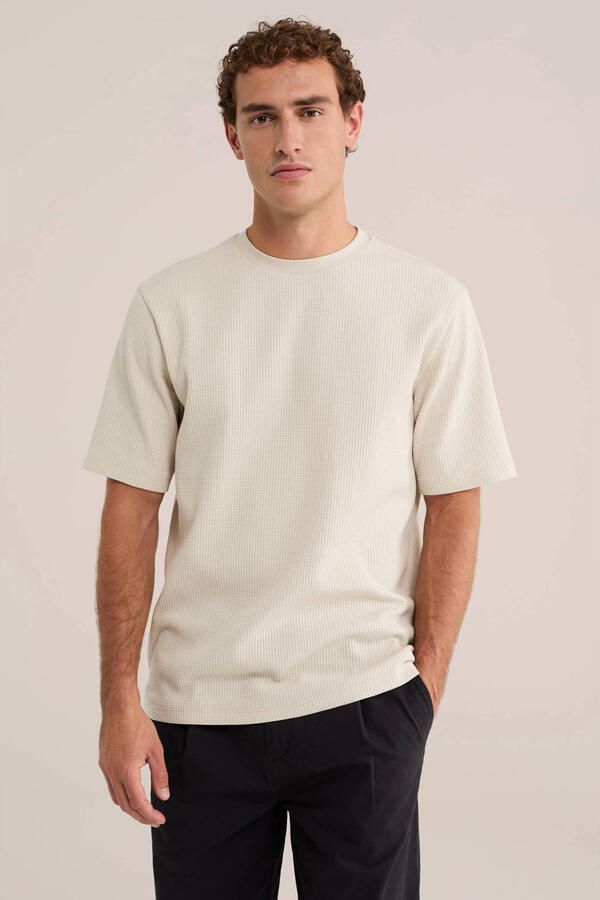 WE Fashion relaxed fit T-shirt ecru