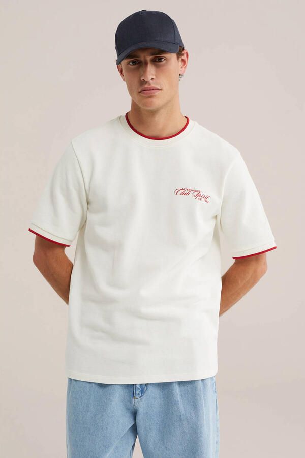 WE Fashion relaxed fit T-shirt met print ecru