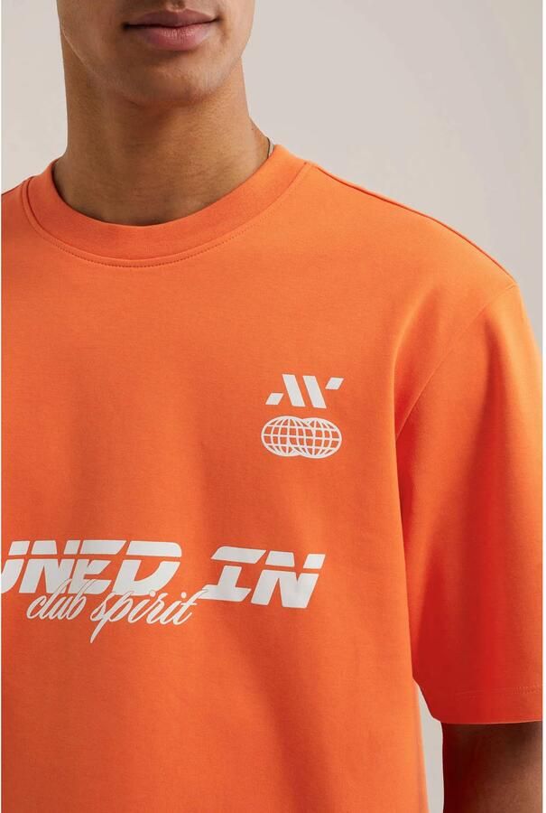 WE Fashion relaxed fit T-shirt met print oranje - Foto 2