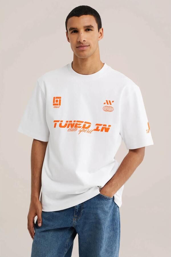 WE Fashion relaxed fit T-shirt met print wit