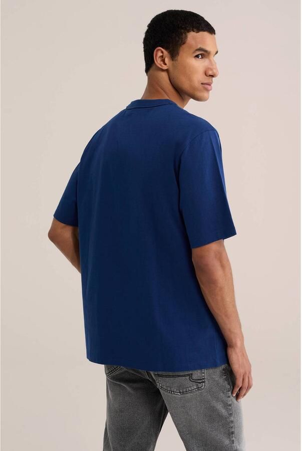 WE Fashion relaxed fit T-shirt met rafels en print donkerblauw - Foto 2