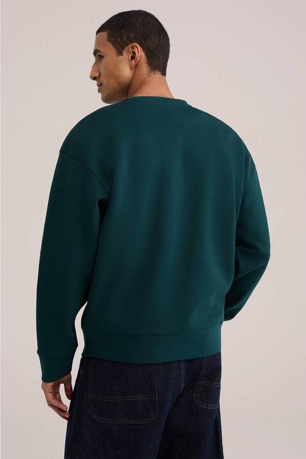 WE Fashion relaxed fit trui met borduursels donkergroen - Foto 3