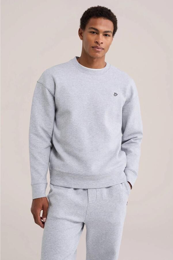 WE Fashion relaxed fit trui met borduursels light grey