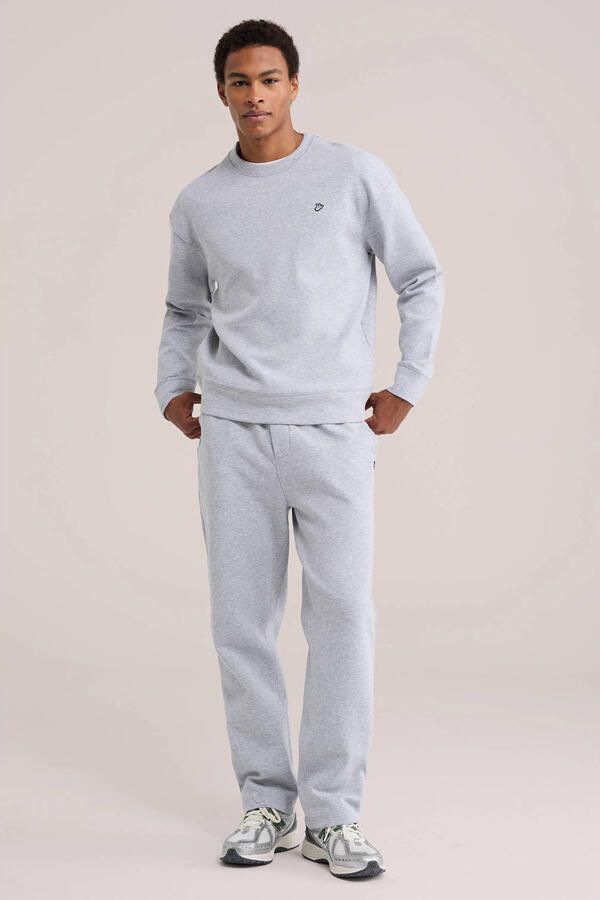 WE Fashion relaxed fit trui met borduursels light grey - Foto 2