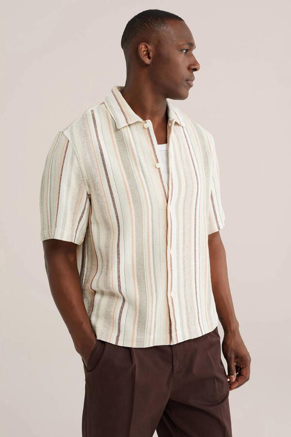 WE Fashion relaxed gestreept casual overhemd beige - Foto 2