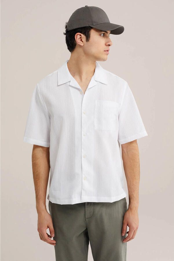 WE Fashion relaxed gestreept casual overhemd ecru