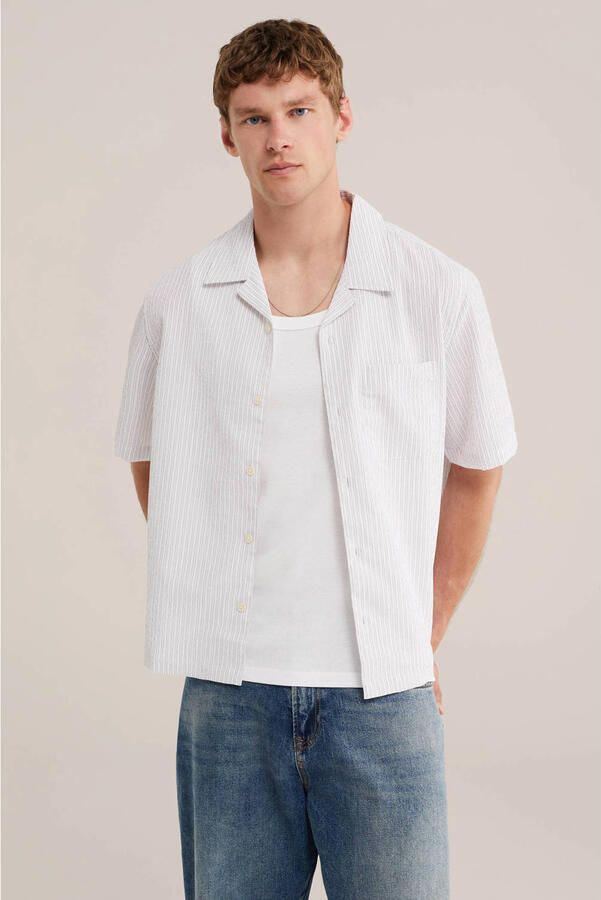 WE Fashion relaxed gestreept casual overhemd lila