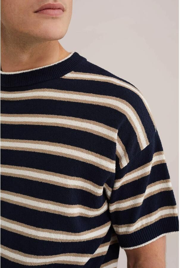 WE Fashion relaxed gestreept T-shirt donkerblauw - Foto 2