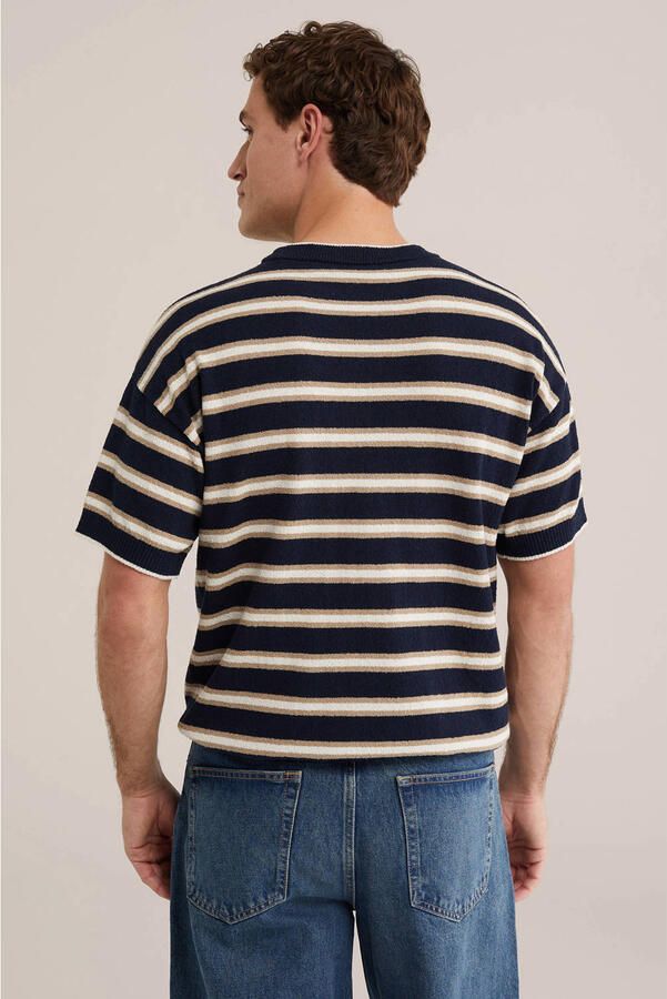 WE Fashion relaxed gestreept T-shirt donkerblauw - Foto 3