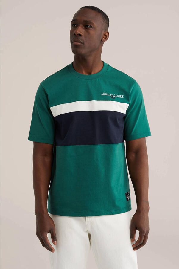 WE Fashion relaxed gestreept T-shirt groen