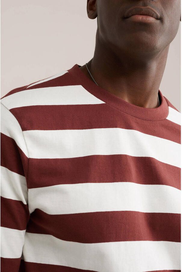 WE Fashion relaxed gestreepte T-shirt donkerrood - Foto 2