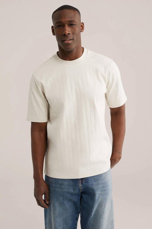 WE Fashion relaxed gestreepte T-shirt ecru