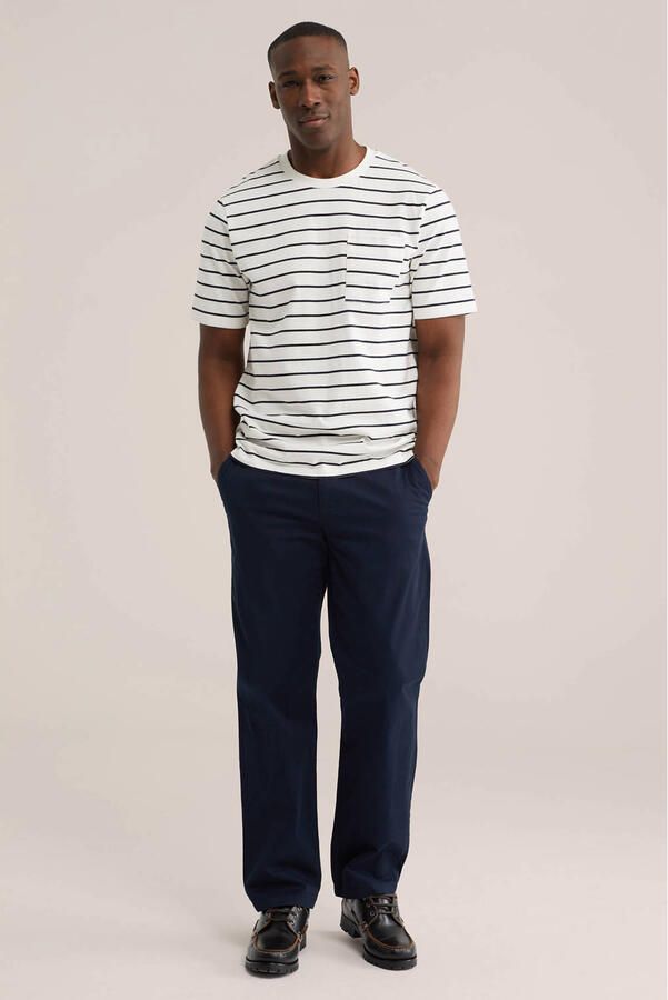 WE Fashion relaxed gestreepte T-shirt met linnen wit - Foto 3