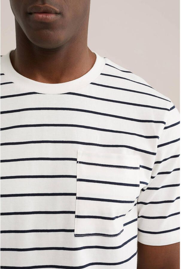 WE Fashion relaxed gestreepte T-shirt met linnen wit - Foto 2