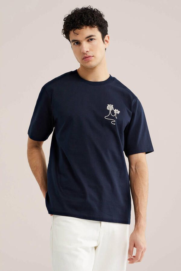 WE Fashion relaxed T-shirt donkerblauw