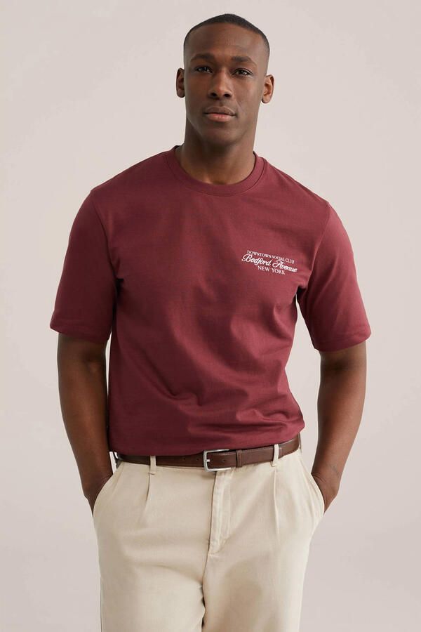 WE Fashion relaxed T-shirt donkerrood