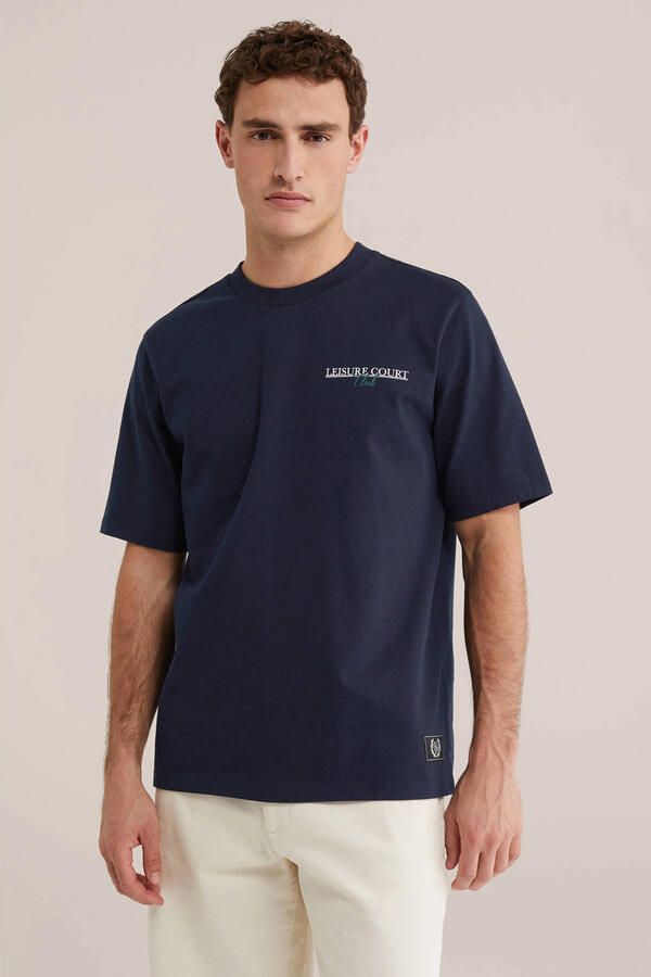 WE Fashion relaxed T-shirt met backprint donkerblauw