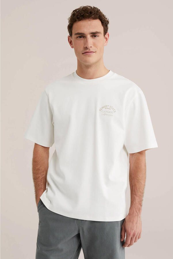WE Fashion relaxed T-shirt met backprint ecru