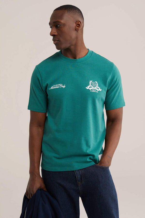 WE Fashion relaxed T-shirt met backprint groen