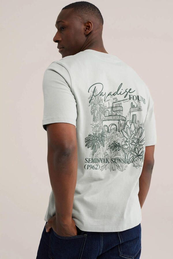 WE Fashion relaxed T-shirt met backprint lichtgroen - Foto 3