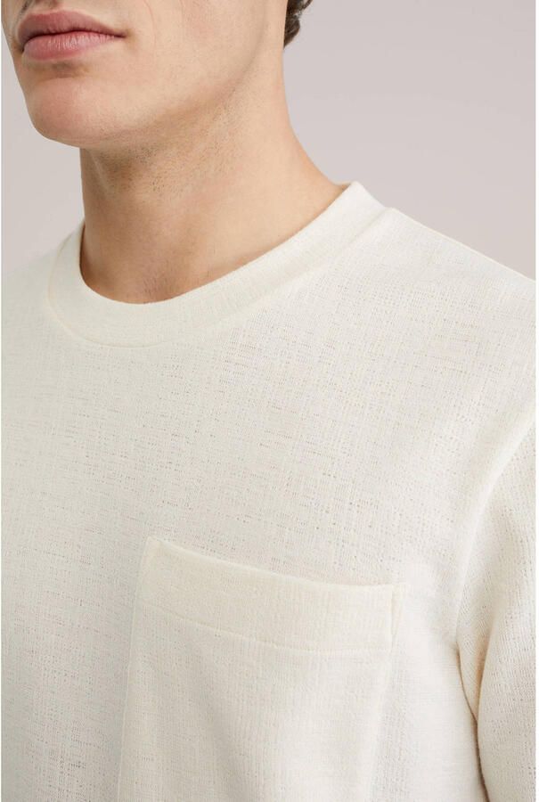 WE Fashion relaxed T-shirt met textuur beige - Foto 2