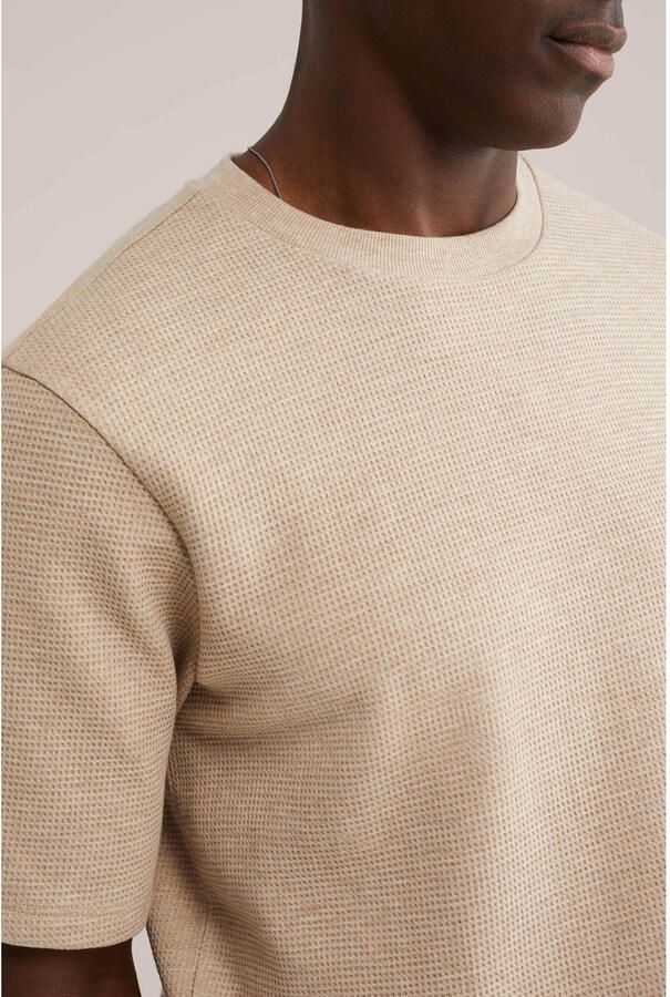 WE Fashion relaxed T-shirt met textuur beige - Foto 2