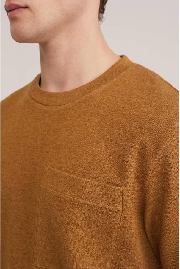 WE Fashion relaxed T-shirt met textuur donker oranje - Foto 2