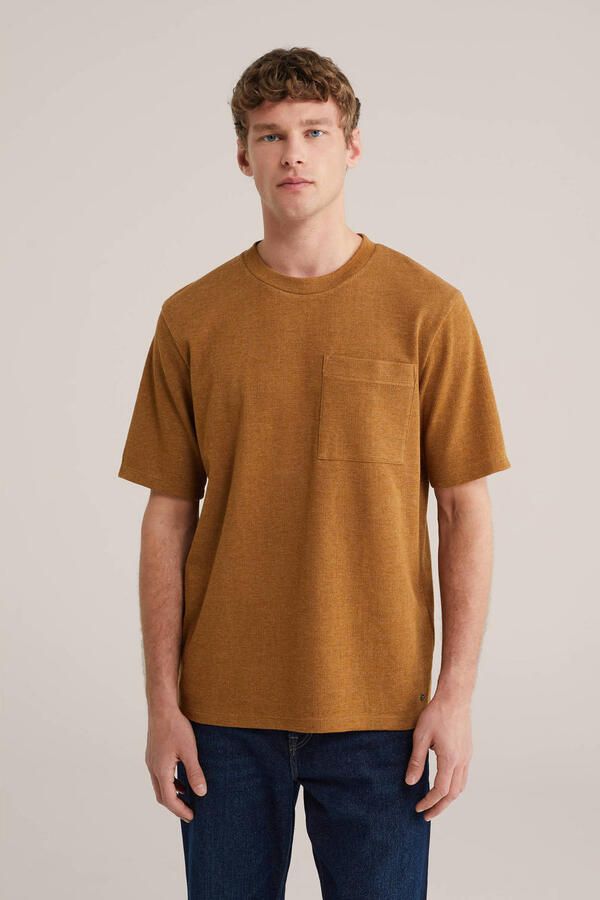 WE Fashion relaxed T-shirt met textuur donker oranje