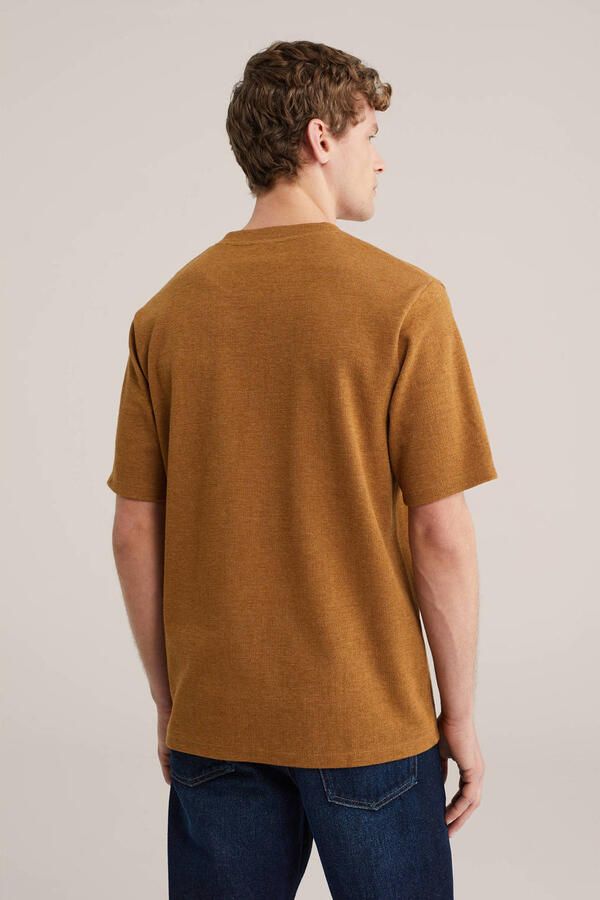 WE Fashion relaxed T-shirt met textuur donker oranje - Foto 3
