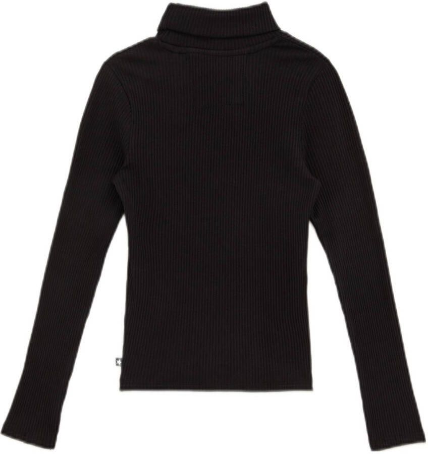 WE Fashion ribgebreide coltrui Myla zwart Effen 122 128