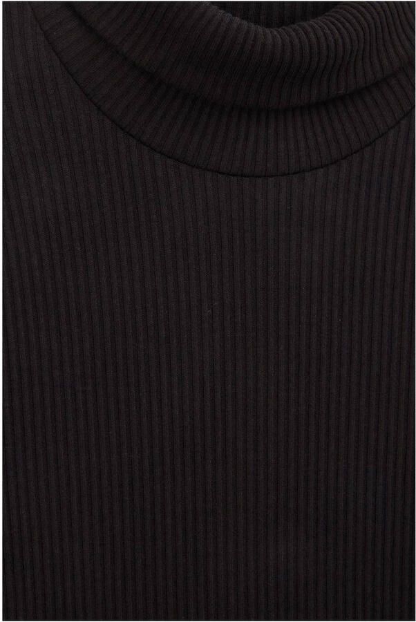 WE Fashion ribgebreide coltrui Myla zwart Effen 110 116 - Foto 2