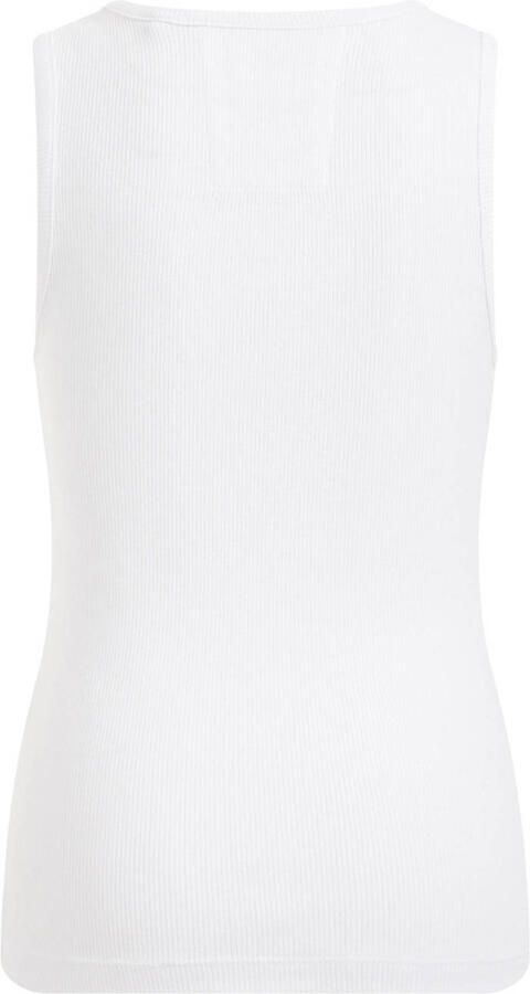 WE Fashion ribgebreide top wit Meisjes Katoen Ronde hals Effen 110 116
